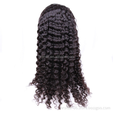hair extension Brazilian virgin hair natural black deep wave 13x4 lace front wig